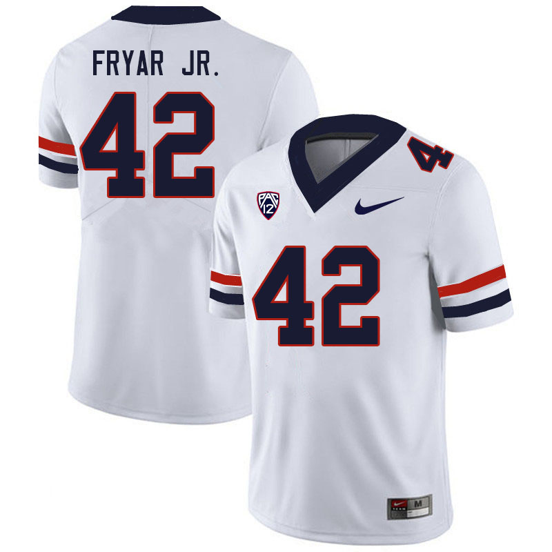 Men #42 DJ Fryar Jr. Arizona Wildcats College Football Jerseys Sale-White - Click Image to Close